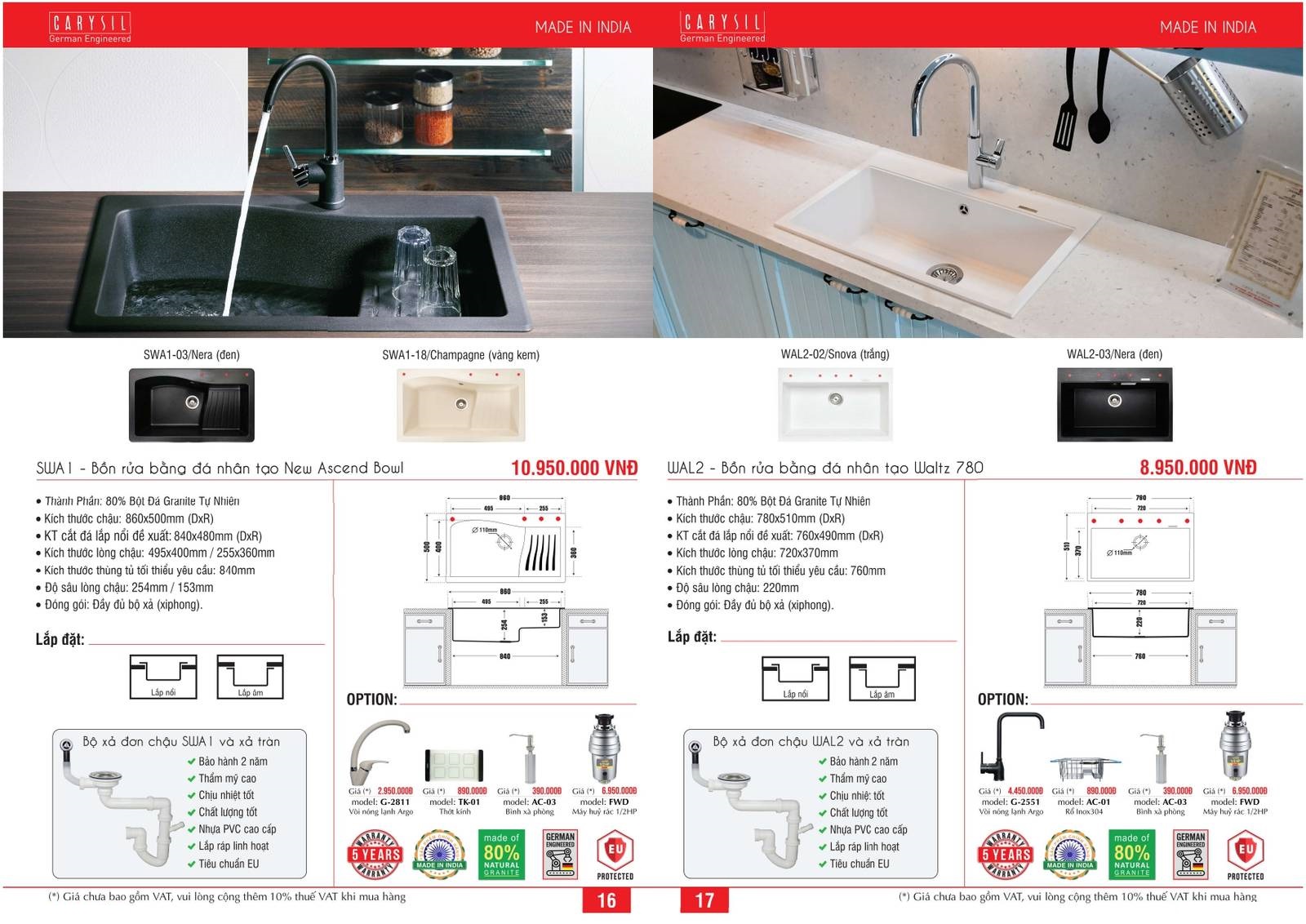 Bồn rửa chén CARYSIL Catalogue và Bảng giá mới nhất /Page 9